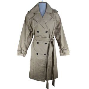 NWT Lane Bryant Womens Plus 22/24 Tan Double Breasted Trench Coat Belted Preppy